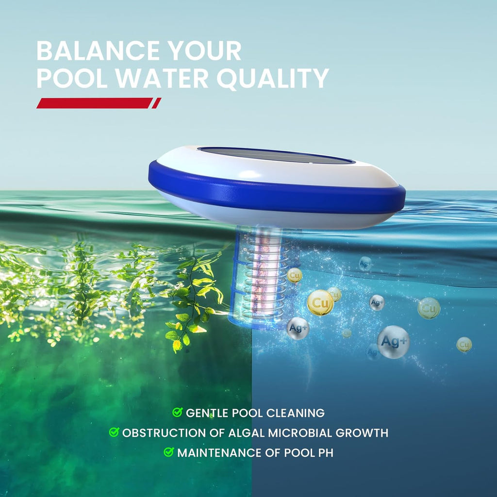 Enhulk Solar Pool Ionizer, Chemical-Free Floating Water Purifier for Fresh