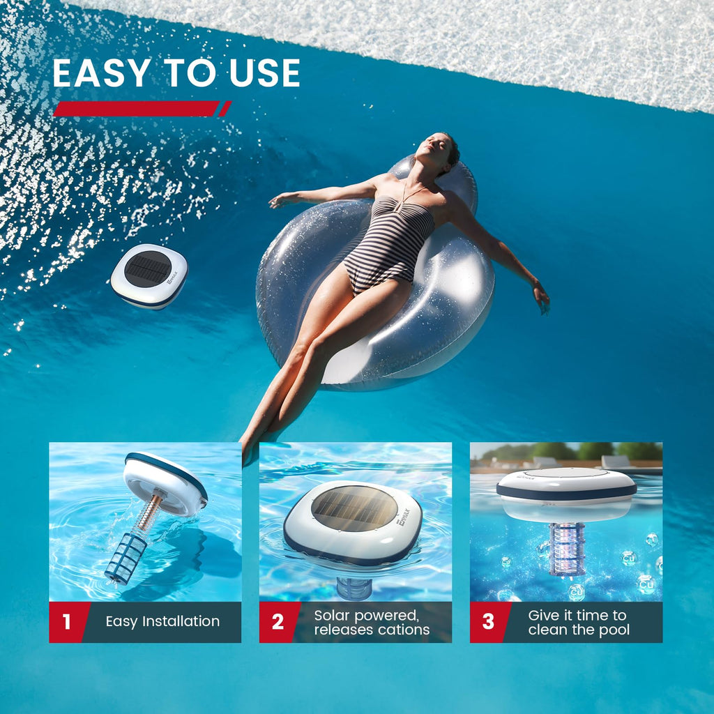 Enhulk Solar Pool Ionizer, Chemical-Free Floating Water Purifier for Fresh